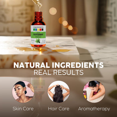 Organix Mantra Peppermint Oil for Skin, Hair, Personal Care & DIY - 100% Natural & Steam Distilled Oil - 15ML